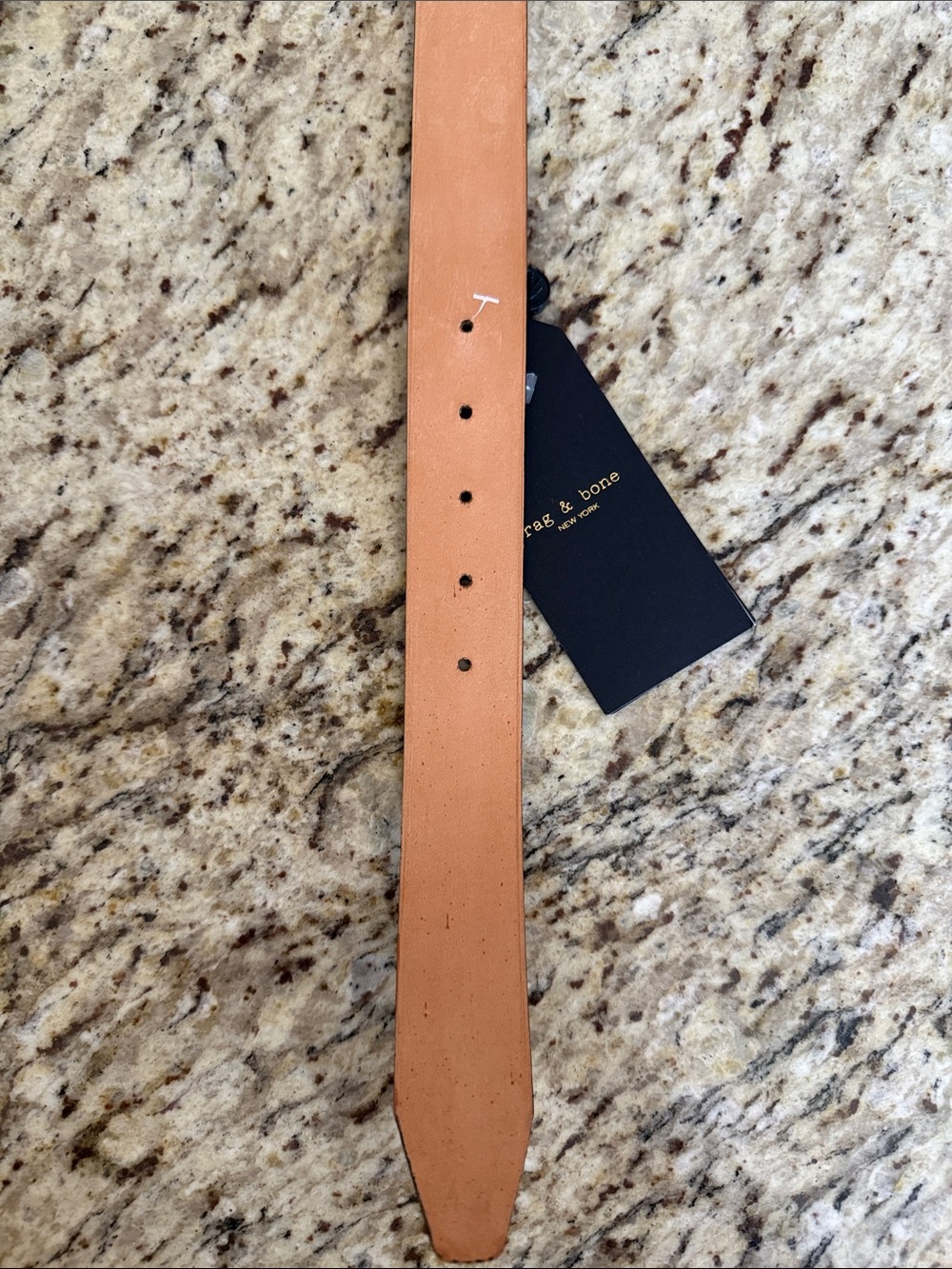 rag & bone Rebound Leather Belt Antique White Rectangular Gold Tone Buckle SZ M - Picture 5 of 11